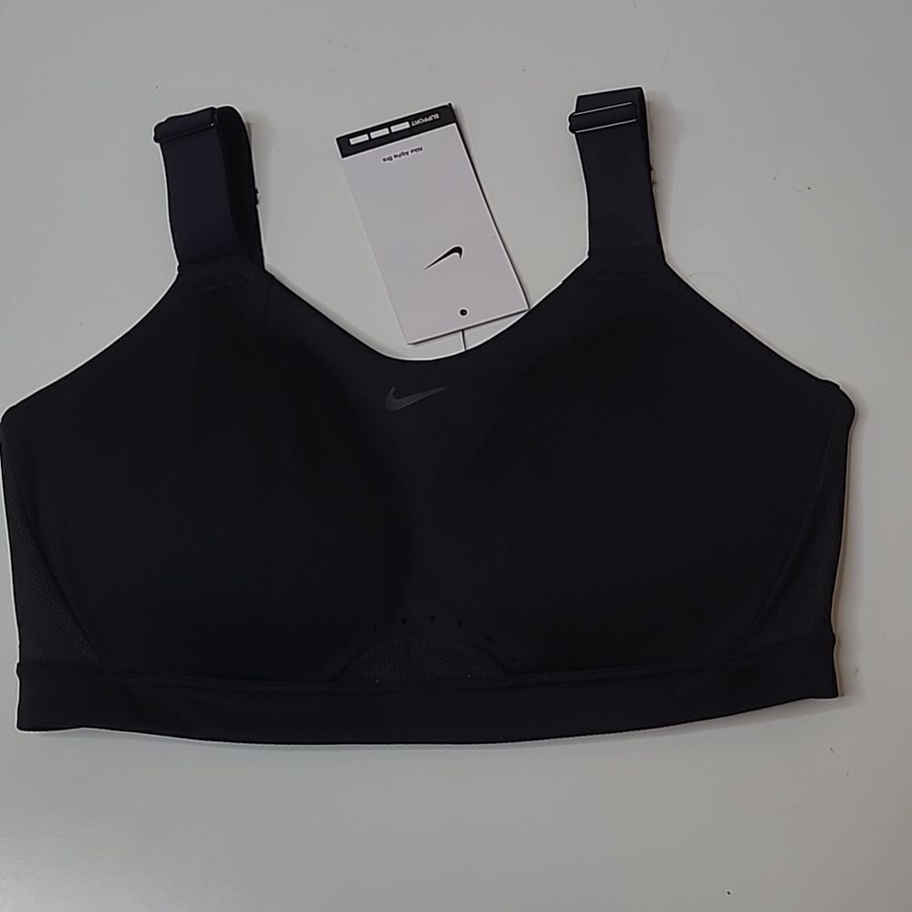 NEW NIKE XS F-G ALPHA HIGH IMPACT SUPPORT BLACK SPORTS BRA NWT
